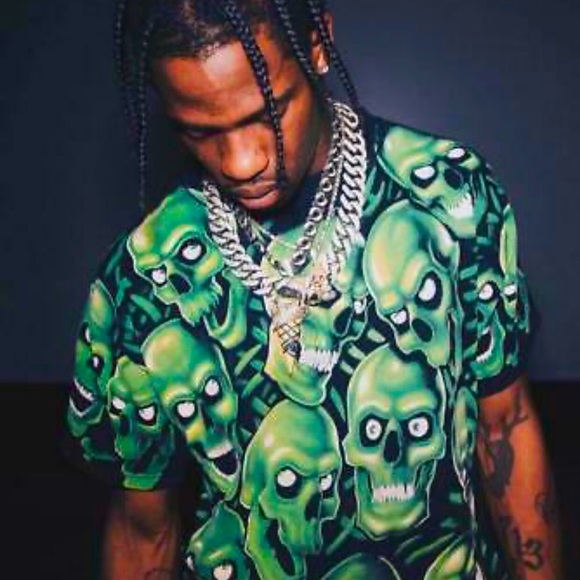 Liquid Blue Green Skull Pile Tshirt 
